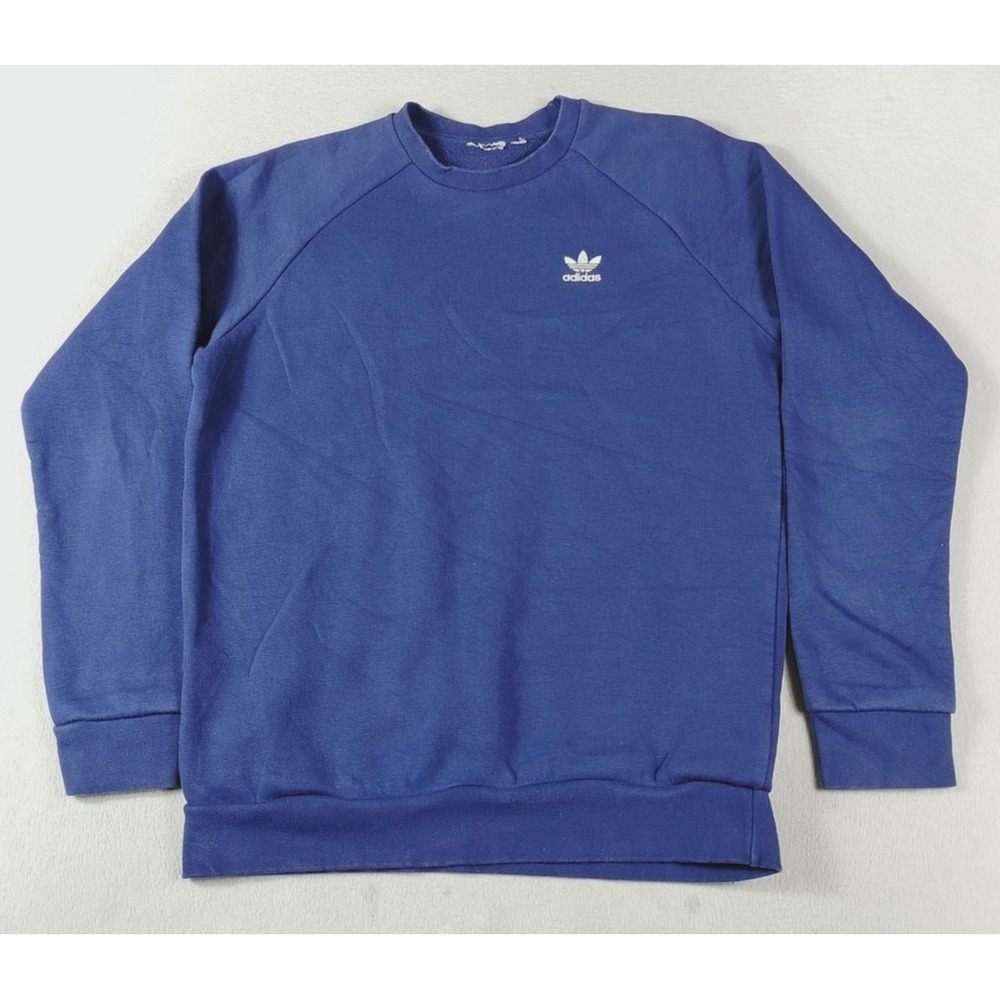 Adidas Originals Sweatshirt Mens Large‎ Blue Trefoil Crewneck Fleece Pullover